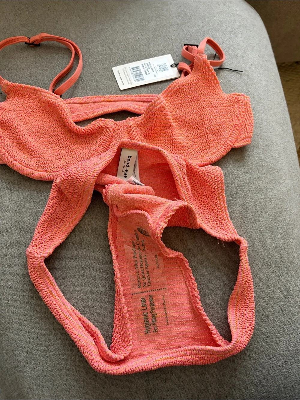 bond-eye Coral Textured Bikini Set
